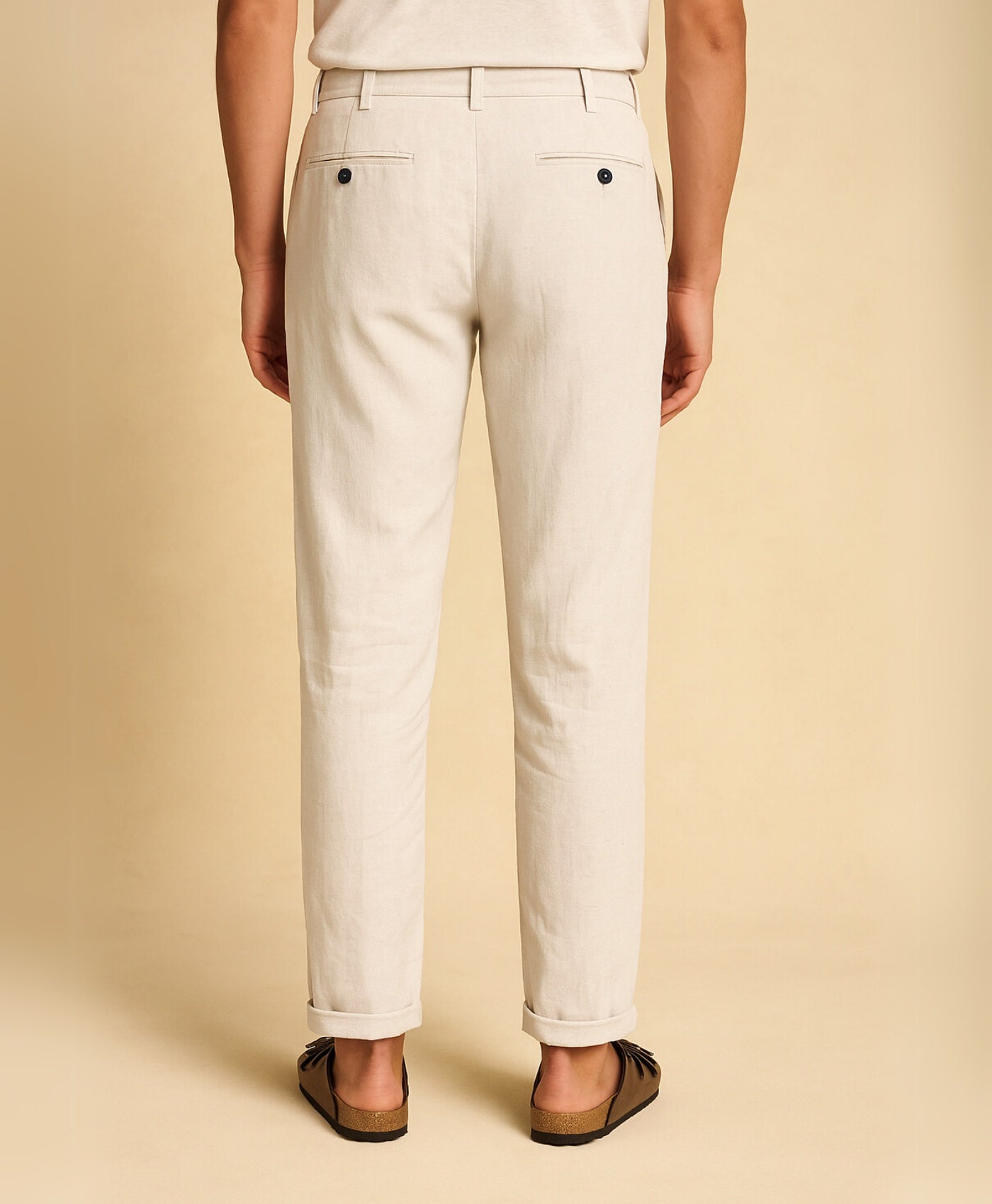 Licht Beige Tropez Linnen Broek
