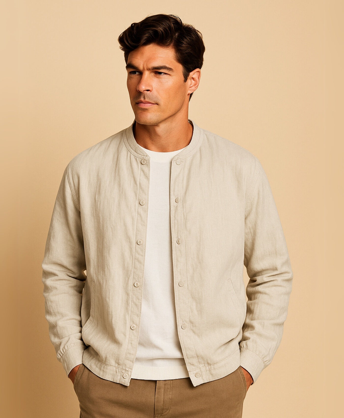Khaki Tropez Linnen Jacket