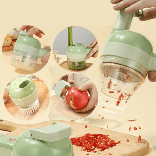 Tyfoon™ 4-in-1 Keukentool: Snijd, Hak, Pureer en Schoon in Seconden!